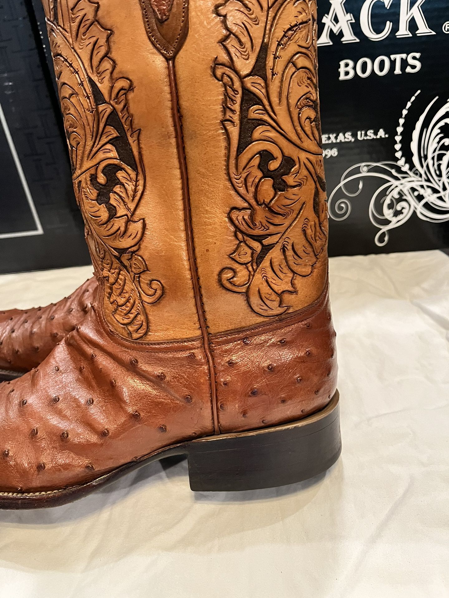 Black Jack Ostrich HandTooled Boots for Sale in Pearland, TX OfferUp