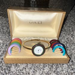 ✨ Vintage Gucci Bangle Watch Set with Interchangeable Bezels ✨