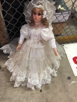 Wedding Bride Porcelain Doll 2 Ft