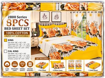 2800 Series 8-Piece Cotton Bed Sheet Set