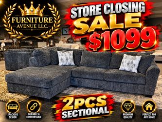 2-Piece Dark Gray Fabric Sectional Sofa
