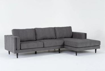 Aries Smoke Grey Fabric Modern Modular 117" 2 Piece Sectional