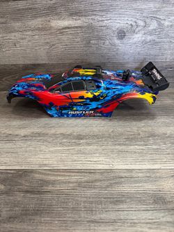 Traxxas Rustler 4x4 VXL Factory  Original Body Shell with Cage Mount  Clipless - EUC