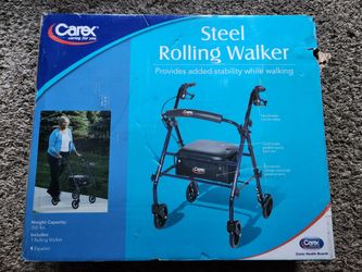 Carex Steel Rolling Walker 350 lb Capacity