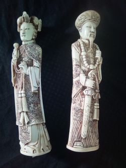 Vintage Asian Carved Resin Statues 