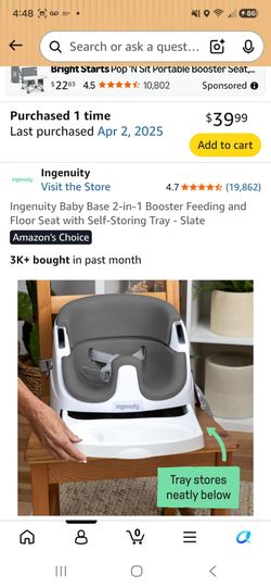 2 Ingenuity baby base 2 in booster seats.