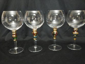 Decorative crystal wine glasses set festive holiday