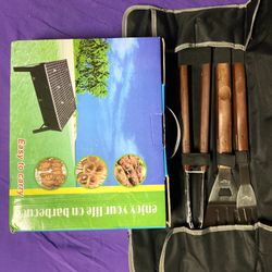 Portable Barbecue With 3 Piece Barbecue Tote