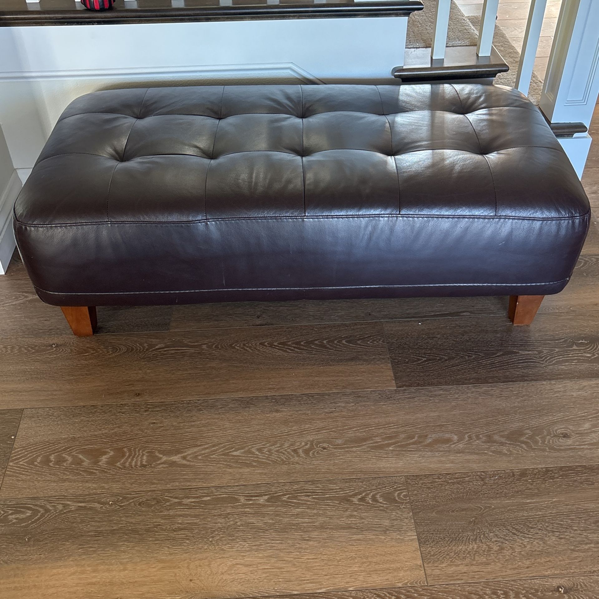 Dark Brown Leather Ottoman