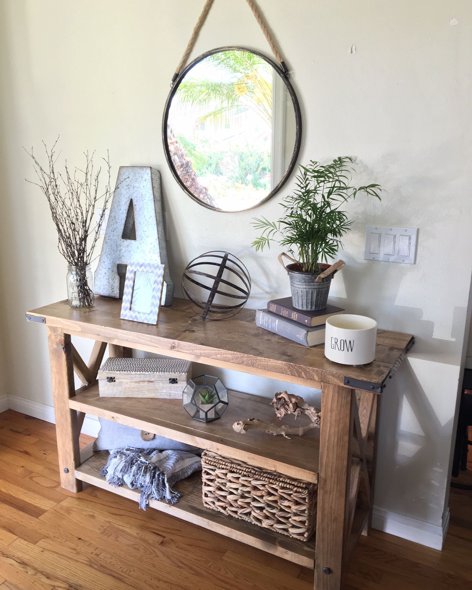 Rustic X Console Table - Solid Wood