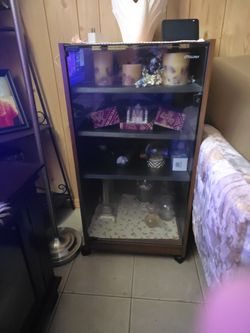 Book shelf with wheels and glass door