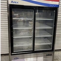 Brand New Atosa 2 Section Glass Door Refrigeration Merchandiser