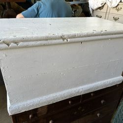 Vintage White Wood Chest 