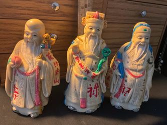 Chinese Fu Lu Shou Ceramic Figurine Set