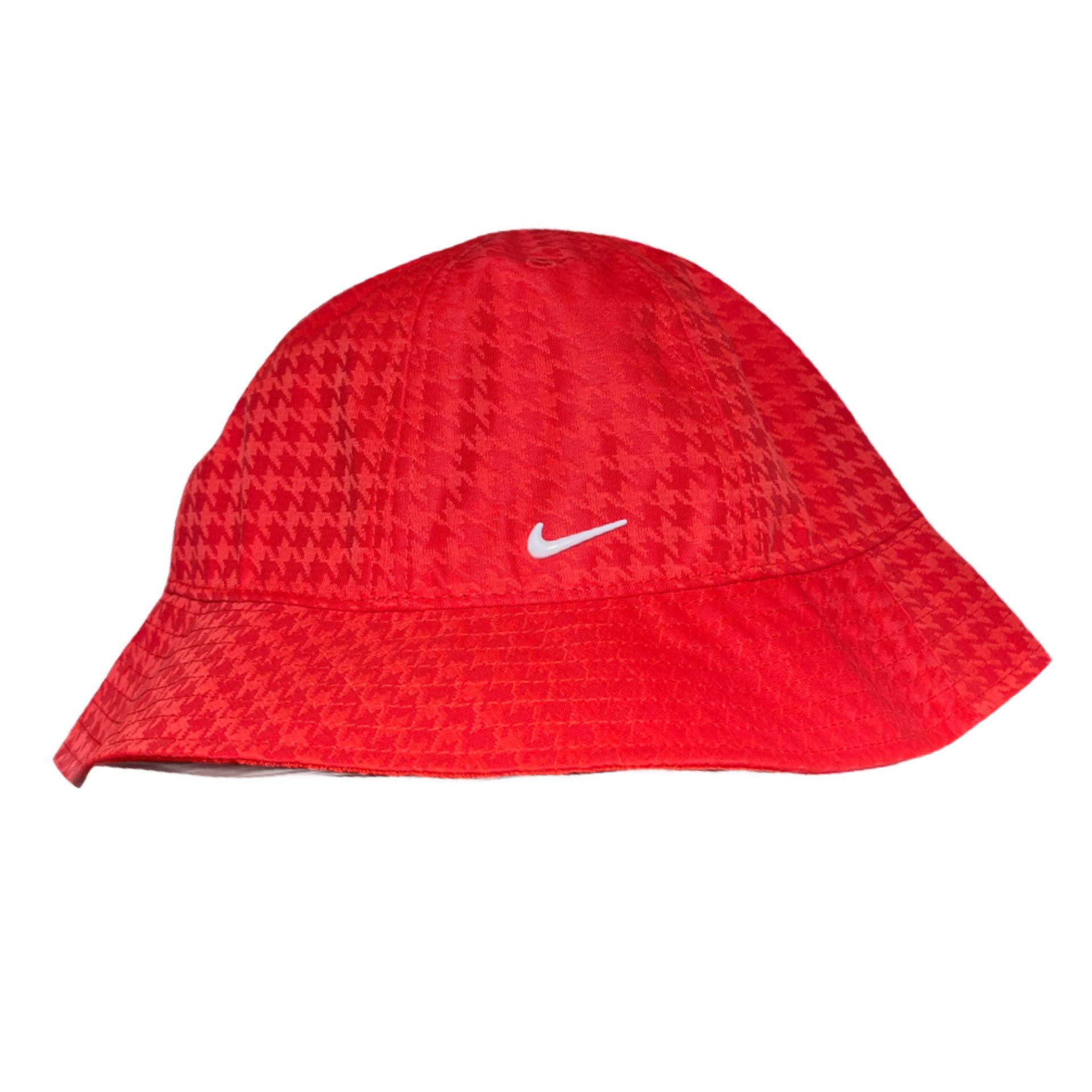 Red Nike Bucket Hat With Houndstooth Pattern