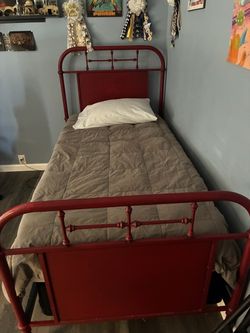 Red Metal Twin Bed Frame