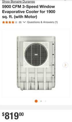 Bonaire Durango 5900 CFM 3-Speed Window Evaporative Cooler for 1900 sq. ft