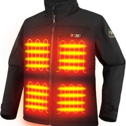Men's Heated Jackets 5 Heat Zones Battery Pack Included, Large Black
