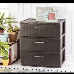 3 Drawer Wide Brown Storage Unit 