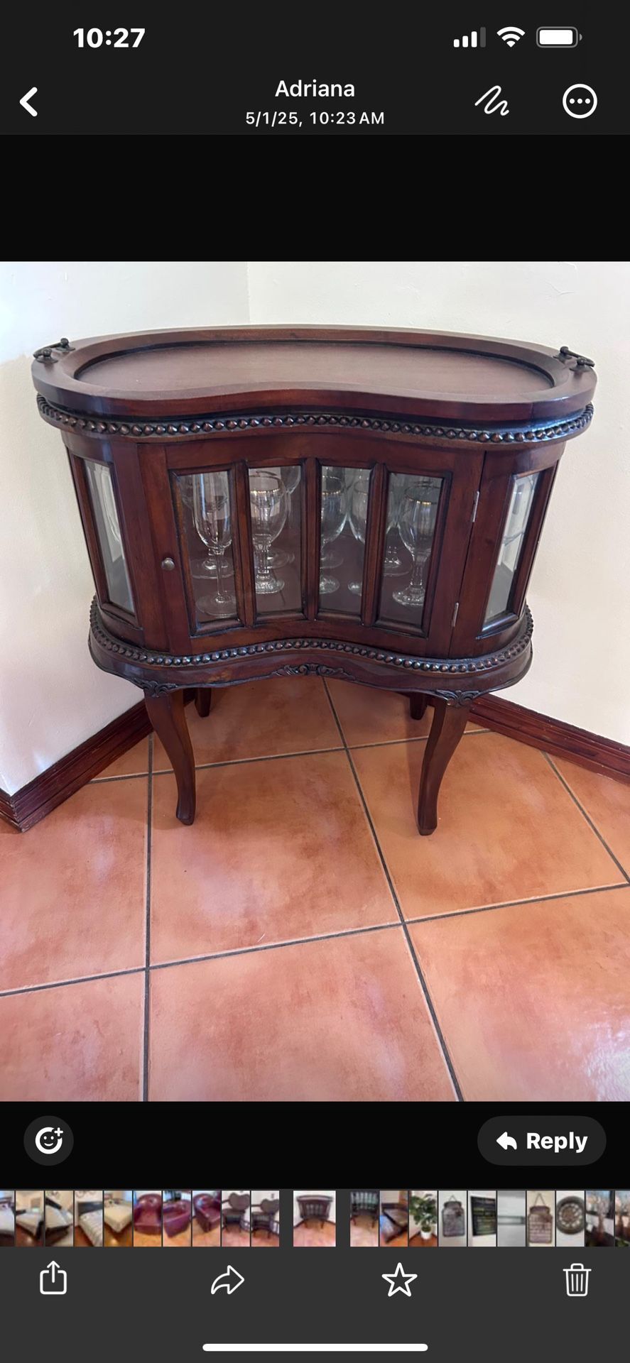 Antique/Vintage Kidney table w removable tray