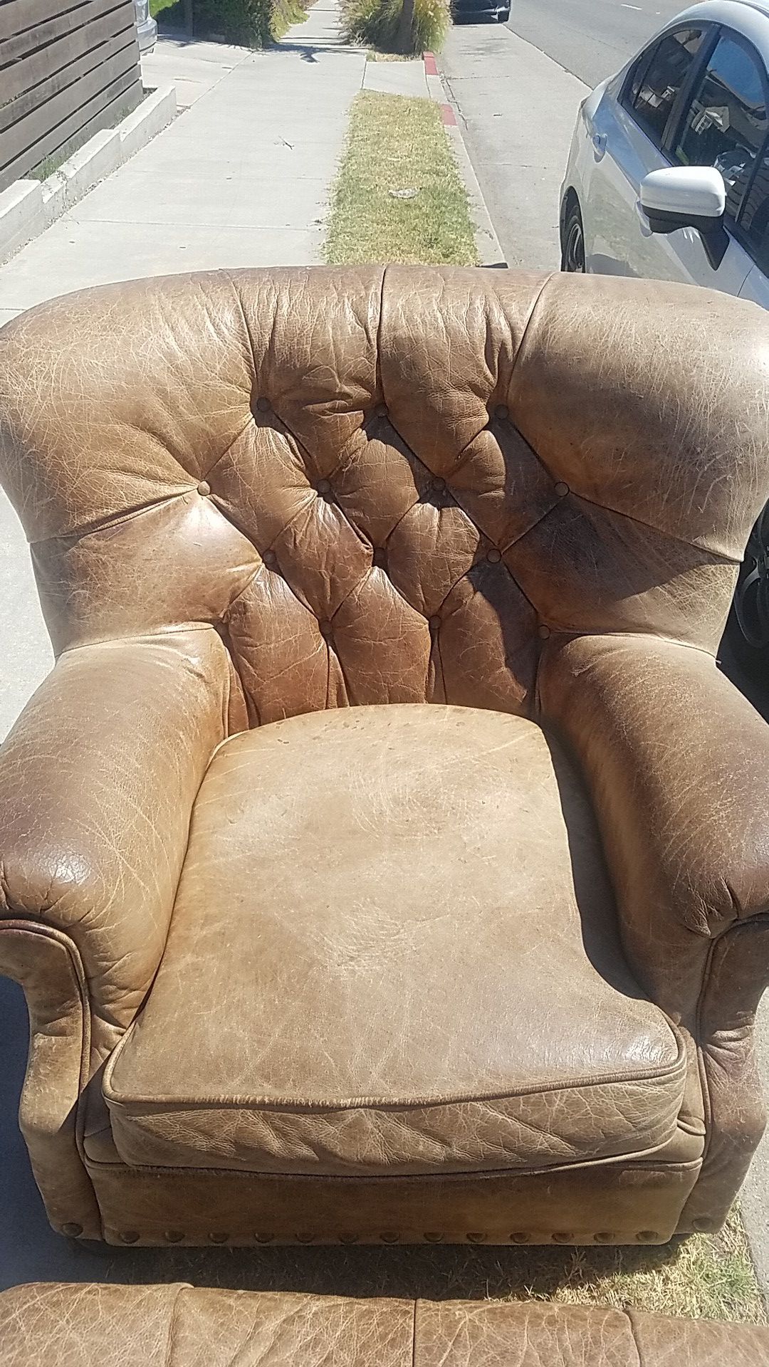 FREE Leather chair and ottoman.