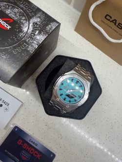 Casio G-Shock Watch Silver Teal Dial