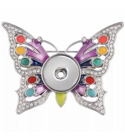 Colorful 18mm snap button butterfly brooch
