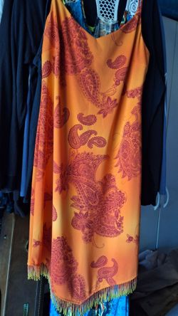 Orange  Paisley Summer Dress Great  Condition Size L