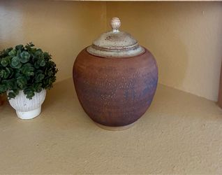 Large Signed Bruning Pottery Lidded Vase – Snohomish Artis