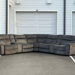 ROOMS TO GO 7 MODULAR PIECES GRAY POWERED RECLINING SECTIONAL COUCH DELIVERY AVAILABLE 🚚