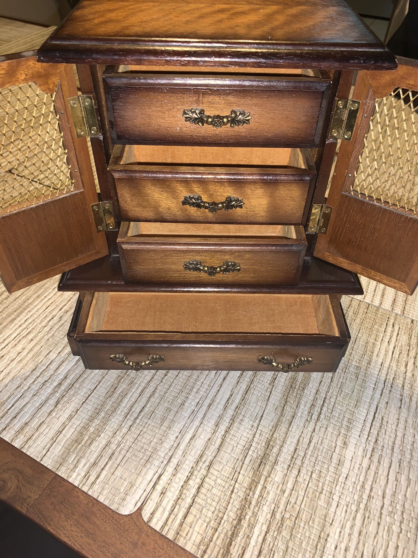 Antique music box jewelry holder cabinet with dressers