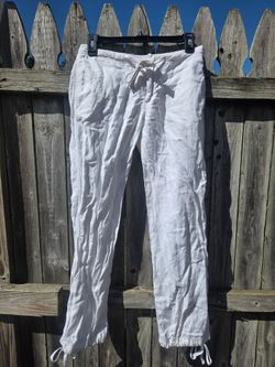 H&M Divided White Linen Drawstring Pants