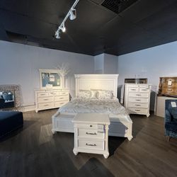 White 4PC King Bedroom Set