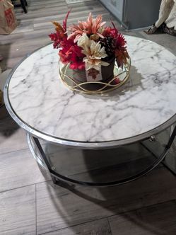 Elegant Round Real Marble Coffee Table