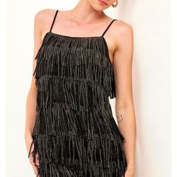 Women's Embellished Suede Fringe Mini Dress