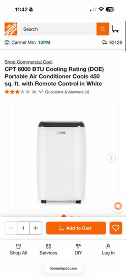 Commercial cool CPT 6000 BTU Cooling Rating (DOE) Portable Air Conditioner Cools 450 sq. ft.