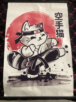 Karate Cat Scroll Poster