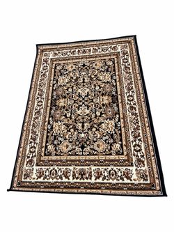 3x5 Black & Cream Floral Area Rug