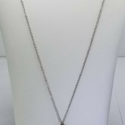 Women's Sterling Silver 925 Chain with CZ's & Marcasite Stones Charm #80293