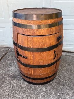Handcrafted Whiskey Barrel Cabinet with Shelf