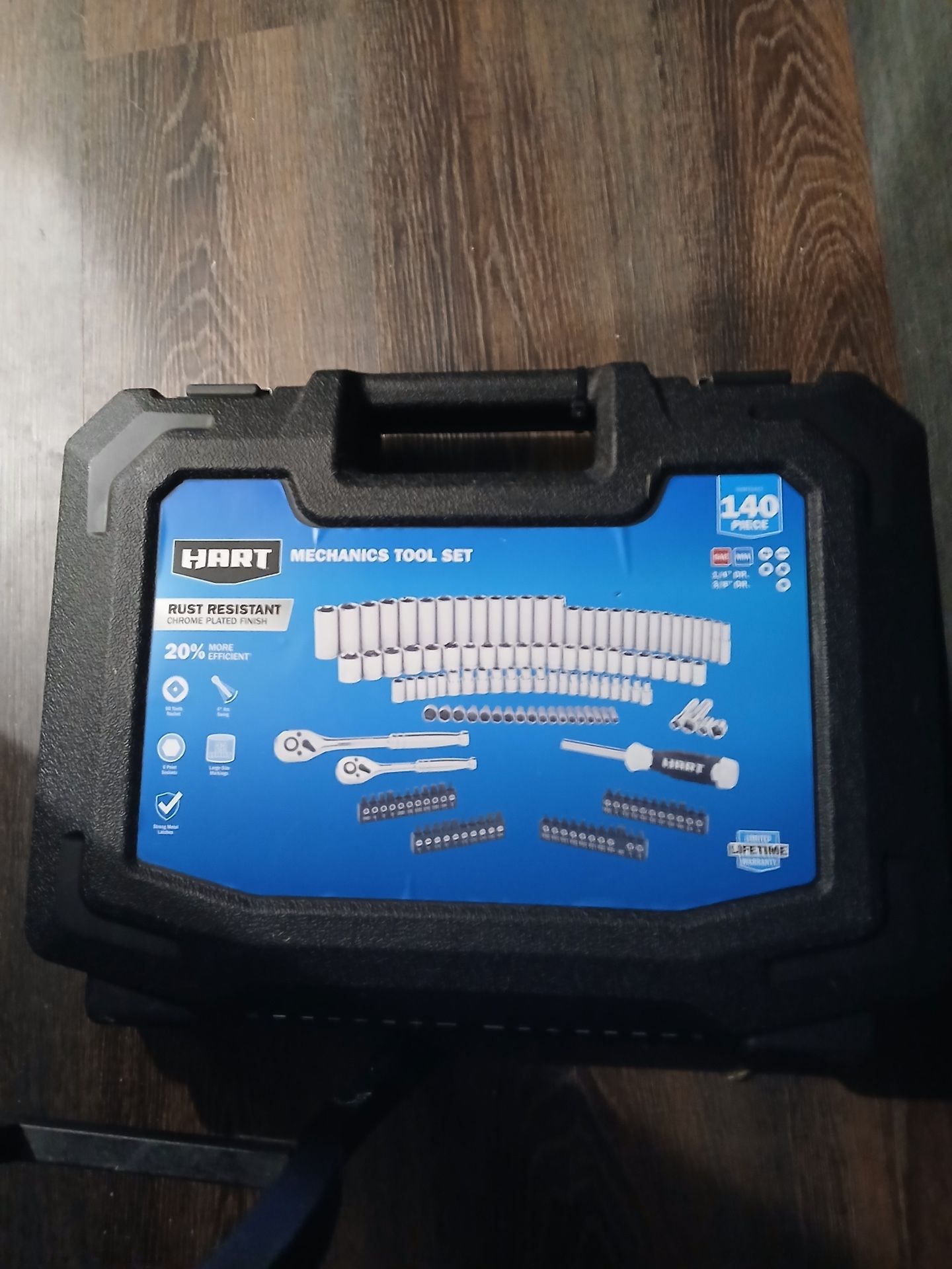 HART 140-piece 1/4" and 3/8" Drive SAE & Metric Mechanics Tool Set.