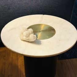 Marble Side Table~ With Brass ~ Has A Few Nicks