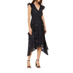 Inc Ruffled Button-  Front Midi Dress 