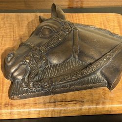 Vintage Miller Studio Chalk-Ware Horse Head Wall Plaque with a Bronze Finish