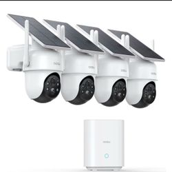 aosu Security Cameras Outdoor Wireless, 4 Cam-Kit, No Subscription Required, Solar-Powered, Home Security Cameras System with 360° Pan & Tilt, Auto Tr