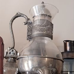 Vintage Silver-plated coffee carafe and warming stand