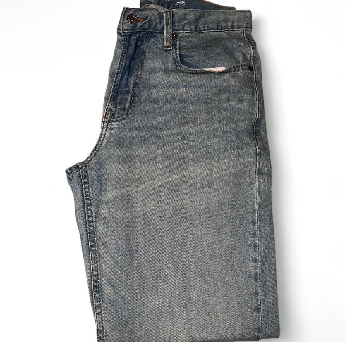 Light blue loose fit jeans with a straight leg