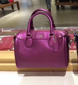 Coach baby Bennett Satchel Crossgrain Leather New without tag metallic pink