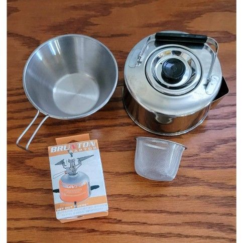 Camping Backpacking Cooking Supplies - Butane Stove, Kettle & Bowl