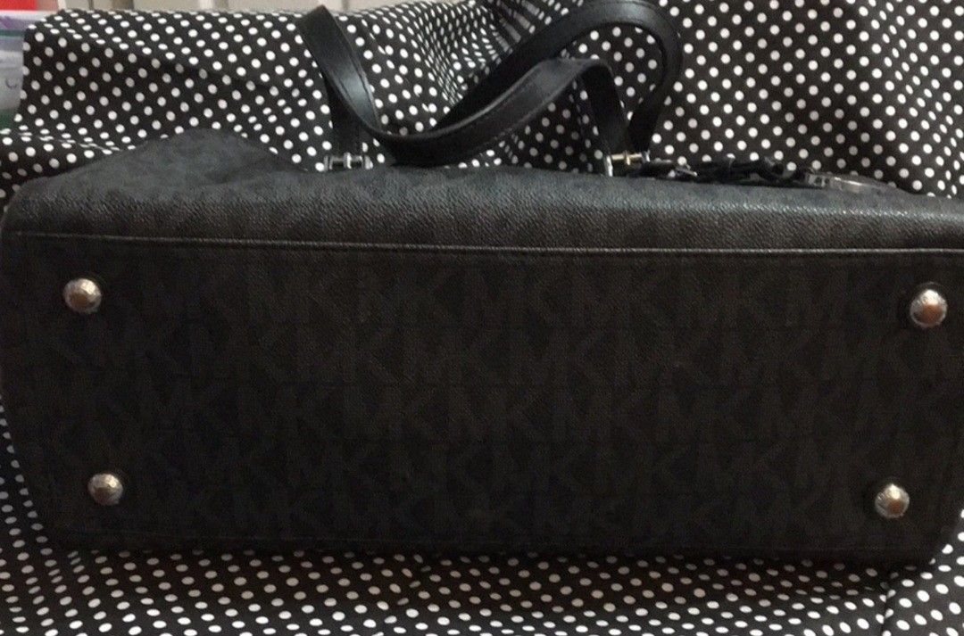 Michael Kors Large Black Logo Tote With Silver Accents